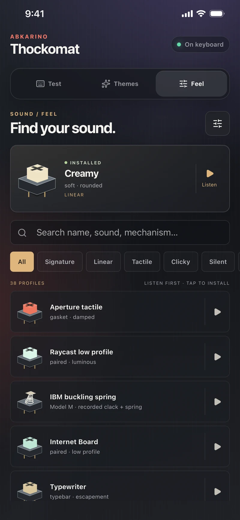 Thockomat switch library for choosing the sound and feel of your keyboard